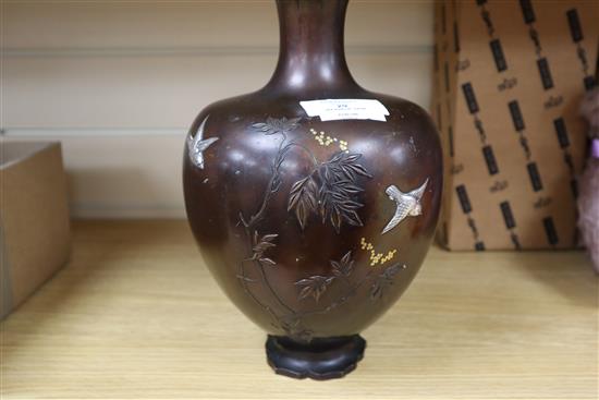 A Japanese mixed metal vase height 28cm